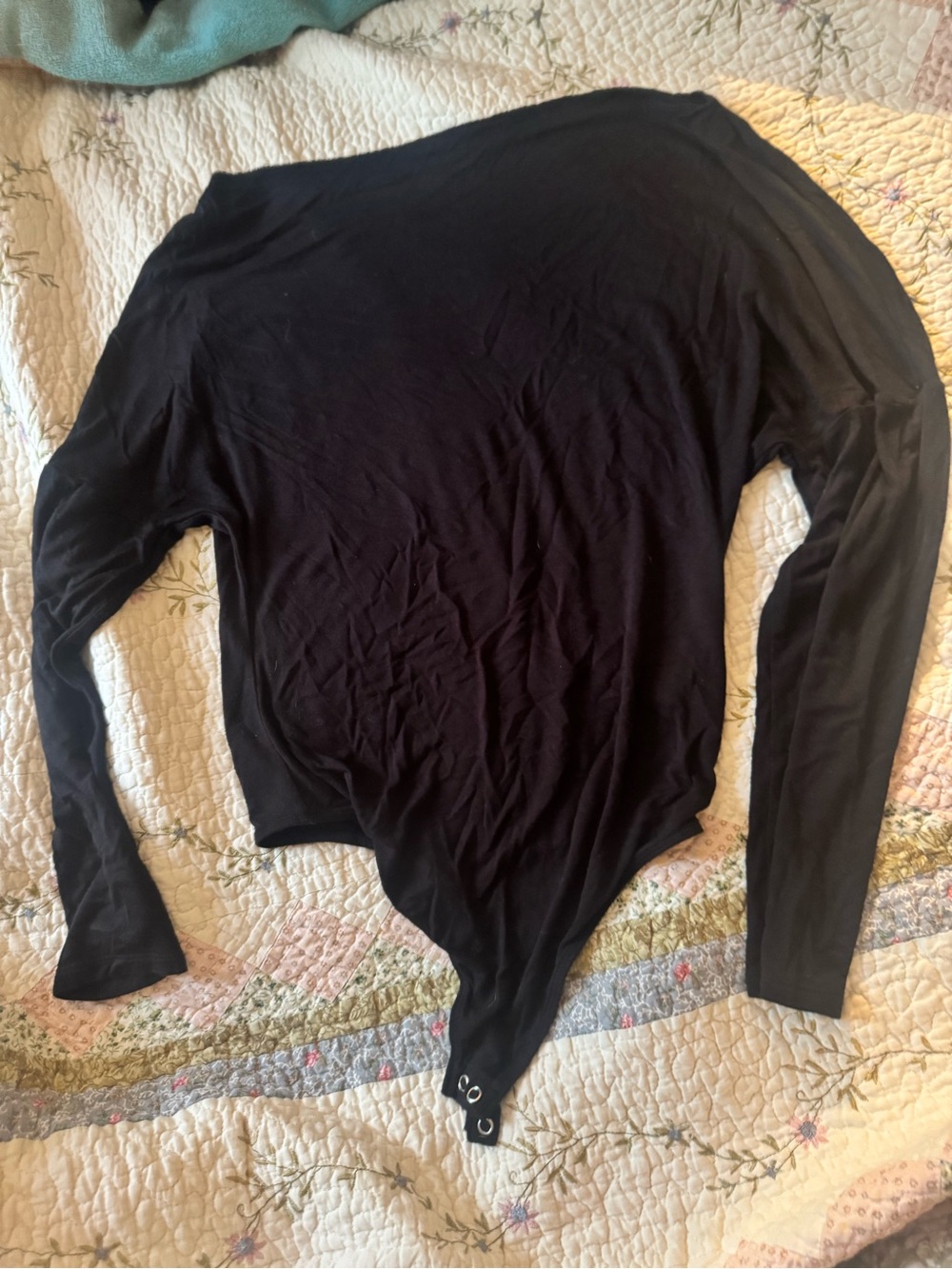 Express Black Long Sleeve Top - Solid Black